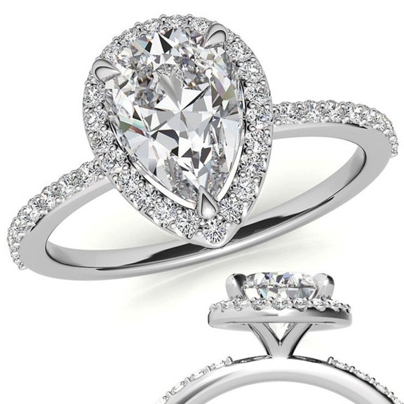 Auory Sparkle Pear Cut Daily Wear Moissanite Ring for Women