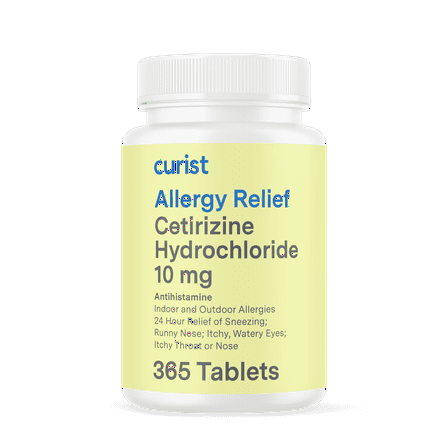 Curist Cetirizine Hydrochloride 10mg Tablet (365 Count) Allergy Medicine Antihistamine 24 HR Relief of Runny Nose, Sneezing, Itchy Throat, Itchy Eyes