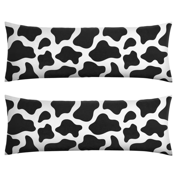 Farmhouse Cow Print Body Pillow Cover 20x54 - Soft Long Pillow Case with Invisible Zipper, Rustic Black and White Cow Design, Breathable Machine Washable Pillowcase for Full Body Support