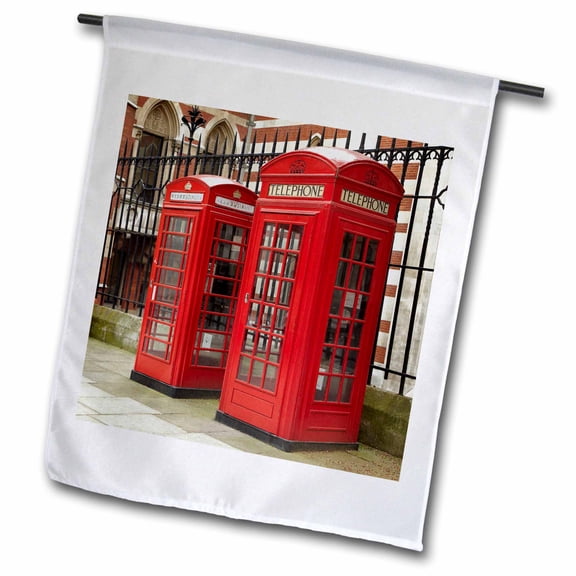 3dRose, Phone boxes, Royal Courts of Justice, London, England - EU33 DWA0003 - David Wall, 12 x 18 inch Garden Flag