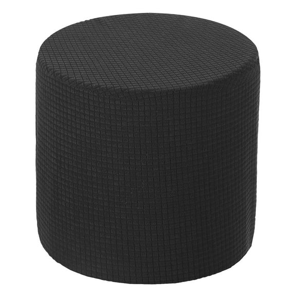 Ottoman Cover Round, Stretch Ottoman Slipcover Fit Diameter 9.8"-12.6", Non-Slip Footstool Protector Cover Black