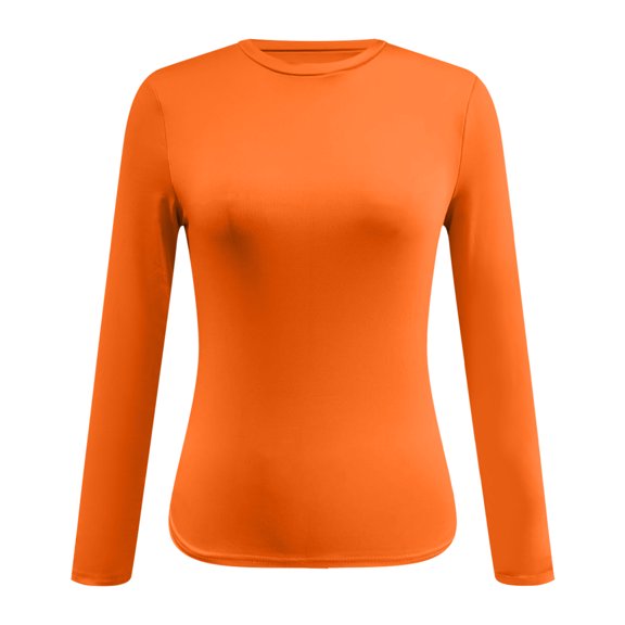 ZIXKCGDSE Long Sleeve Shirts for Women Crewneck T-Shirt Slim Fit Pullover Fall Clothes Size XS