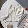 thumbnail image 2 of CUZIBR Girls Tops Crewneck Cartoon Pattern Knitted Cardigan Long Sleeve Autumn Sweater Coat Cute Toddler Soft Comfortable Tees Dailywear,White,3-4 Years, 2 of 9