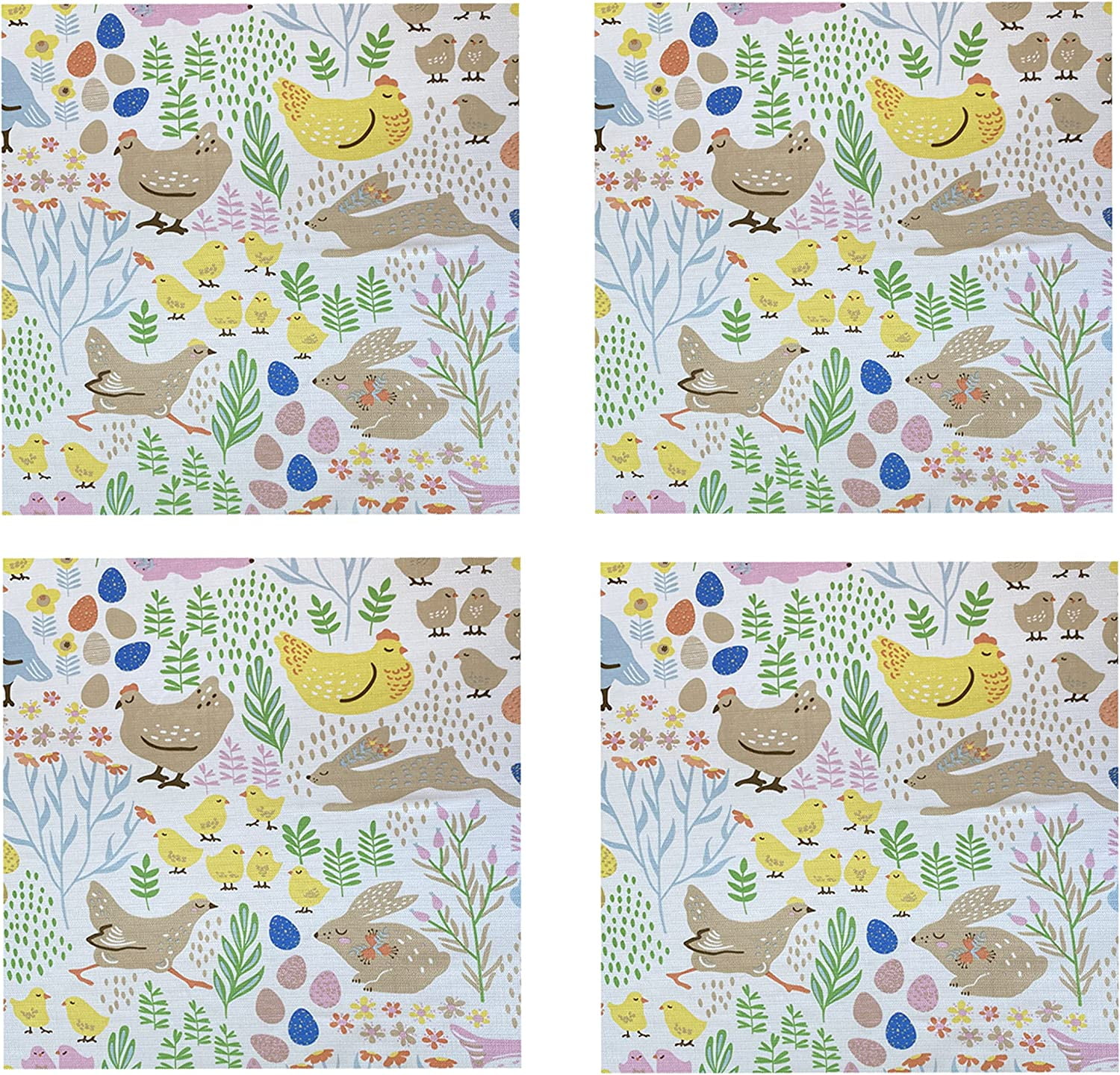 Home Bargains Plus Easter Fun Fabric, Bunny Rabbit, Easter Egg and Chicks Print Stain and