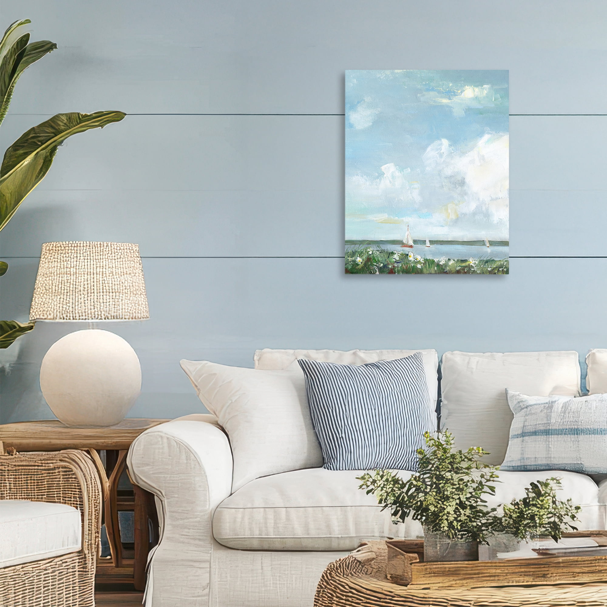 Stupell Industries Seaside Sailing Under Clouds Canvas Wall Art, design by Sally Swatland