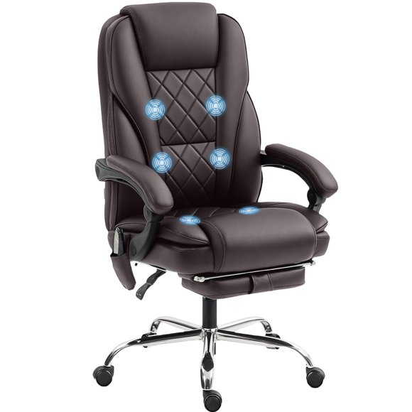 Vinsetto Massage Office Chair, Reclining Gaming Chair, Dark Brown