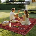 thumbnail image 4 of Red Boho Outdoor Rug for Patio/Deck/Porch, Non-Slip Large Area Rug 5 x 8 Ft, Country Tribe Ethnic Geometric Stripes Art Indoor Outdoor Rugs Washable Area Rugs, Reversible Camping Rug Carpet Runner, 4 of 8
