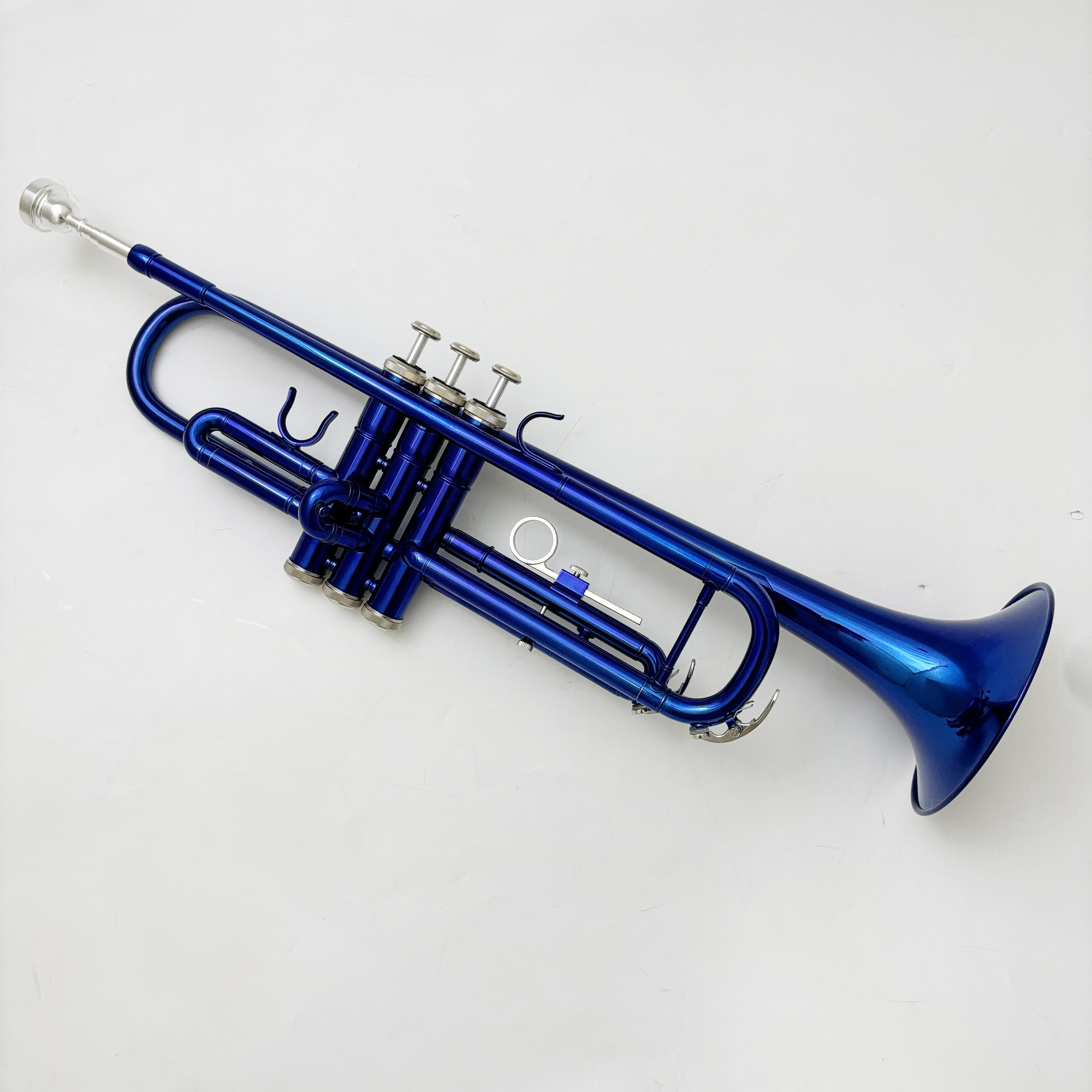 XINMEL trumpet instrument Blue B flat three-tone trumpet beginner band plays western instruments, with boxes and cleaning kits.