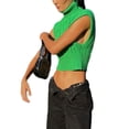 thumbnail image 3 of Seyurigaoka Women Sleeveless High Turtleneck Fitted Tank Mock Neck Ribbed Knit Solid Tank Tops Knitted Cutout Cropped Cami Vest, 3 of 9