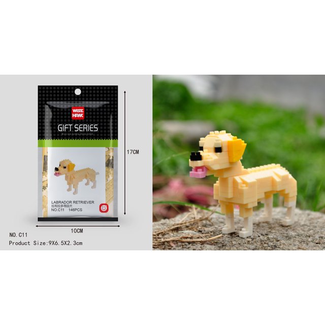 Mini bloques de construcción 3D, modelo de diamante con forma de animal, microladrillos, perro, gato, pájaro, alce, lobo, panda, guacamayo, juguetes para niños, regalos de cumpleaños