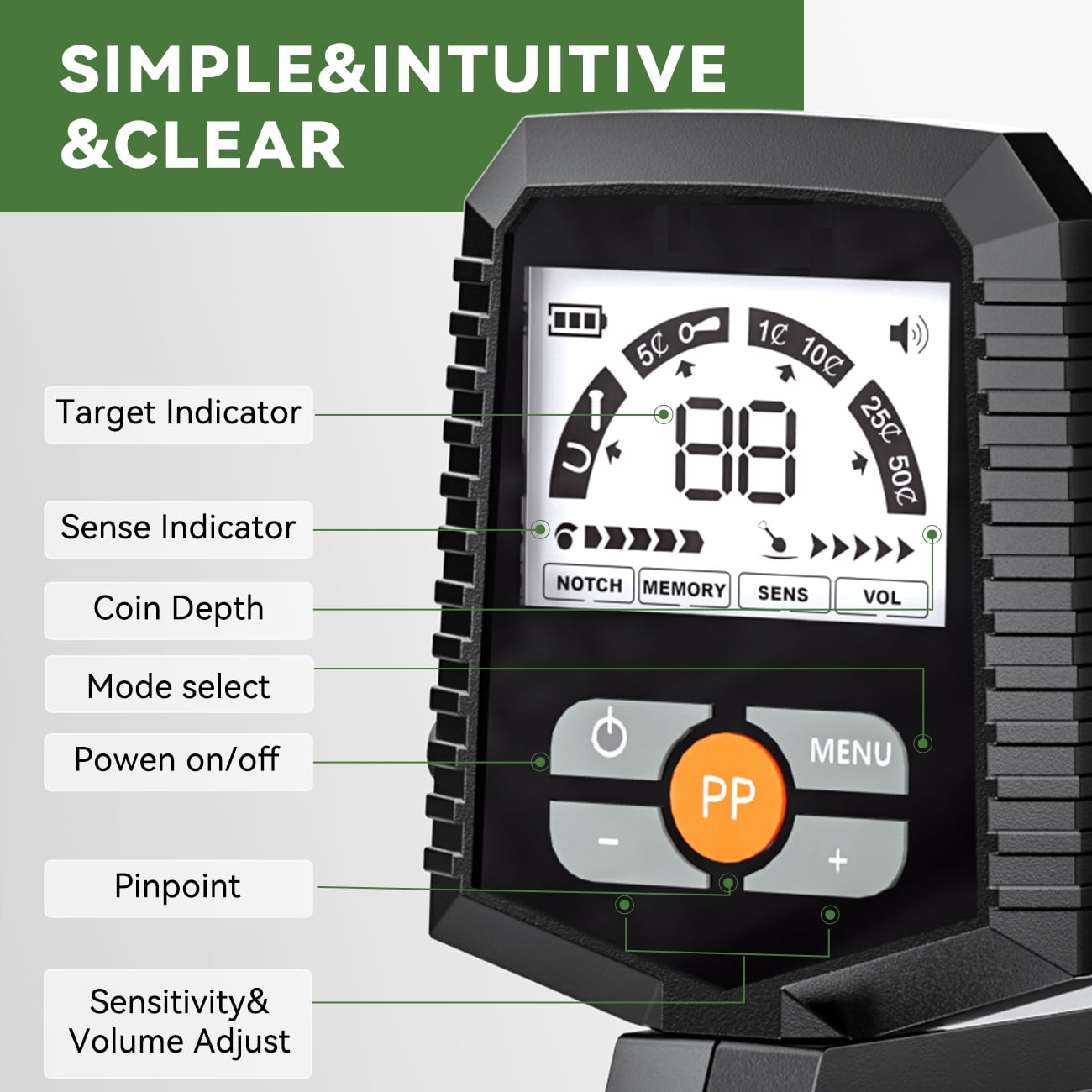 Metal Detector for All Ages: Waterproof Design for Gold Hunting, Reliable Anti-Interference Technology, Clear LCD Screen, Multiple Modes, IP68 Coiled Head