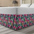 thumbnail image 1 of Floral Bed Skirt, Natural Theme Colorful Drawing Flower Patterns and Butterflies, Elastic Bedskirt Dust Ruffle Wrap Around for Bedding Decor, 4 Sizes, Pale Teal Hot Pink, by Ambesonne, 1 of 2