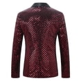 thumbnail image 3 of guisaled Sequin Blazer for Men Shiny Shawl Notched Lapel Button Slim Fit Suit Jacket Dinner Party Club Wedding Festival Tuxedo, 3 of 5