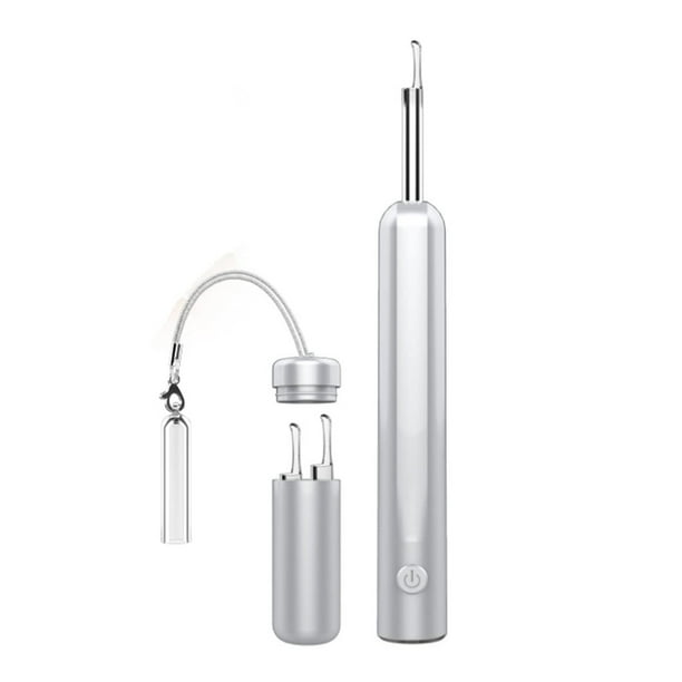 Ounissouiy Otoscopio Eliminación de cera del oído 330mAh Cuchara de excavación visual Mini 3.0mm Delgado Tipo-C Picking Mirror Control de Electrodomésticos Blanco