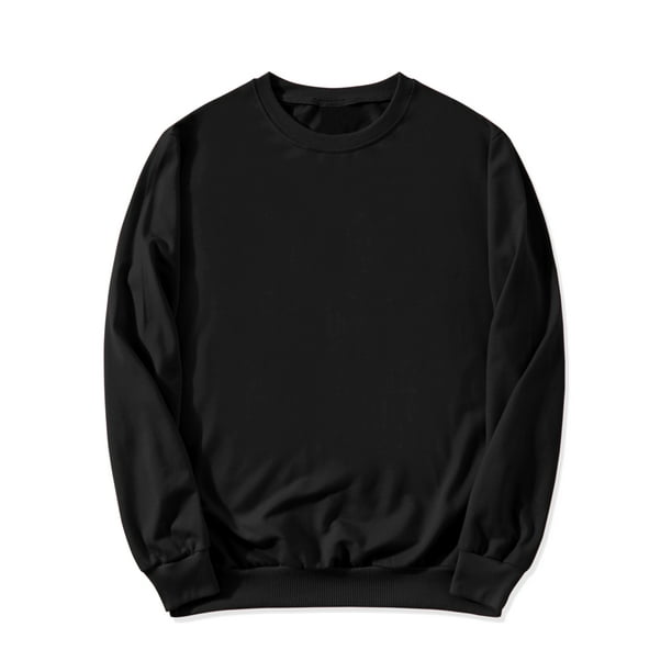 Sudadera de cuello redondo de color sólido de manga larga de