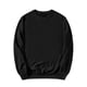 thumbnail image 1 of Sudadera básica informal de manga larga para hombre, cuello redondo, color sólido, talla grande, color negro, 1 of 6