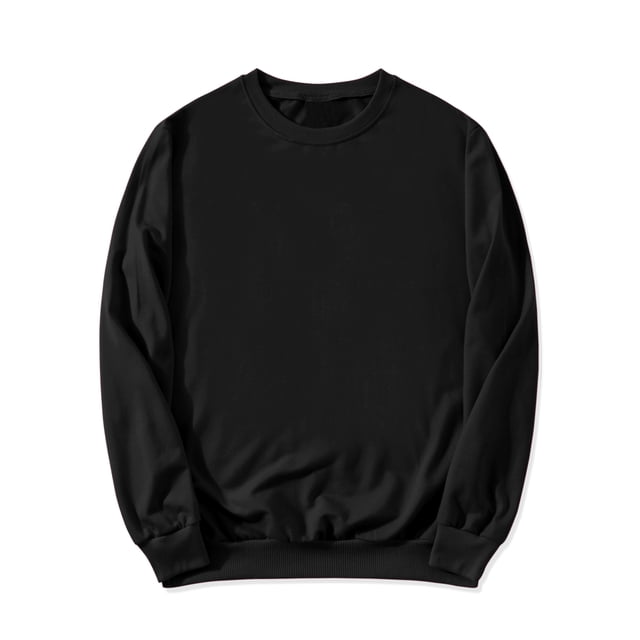 Sudadera de cuello redondo de color sólido de manga larga de ajuste regular básico informal para hombre M Negro