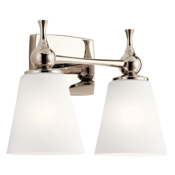2 Light Vanity Light in Soft Contemporary Style-10.25 inches Tall and 15 inches Wide-Polished Nickel Finish Bailey Street Home 147-Bel-4436048