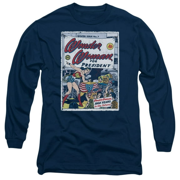 DC Comics WW For President-Long Sleeve Adult 18/1 Navy