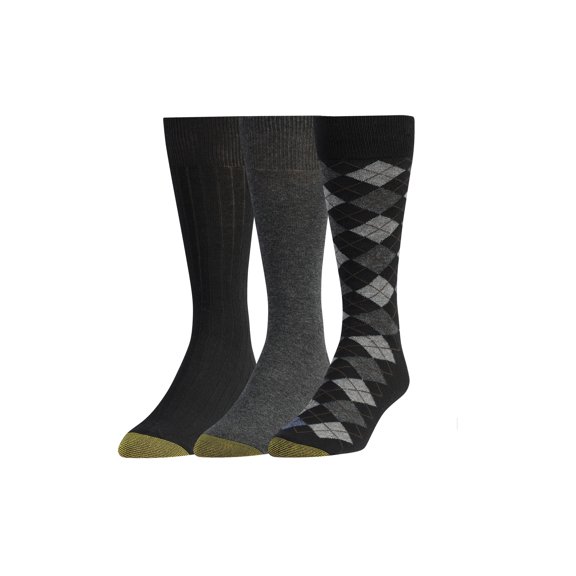 Gold Toe Adult Men's Classic Argyle Ribbed Cuff Dress Socks, Size 6-12, 3 Pack