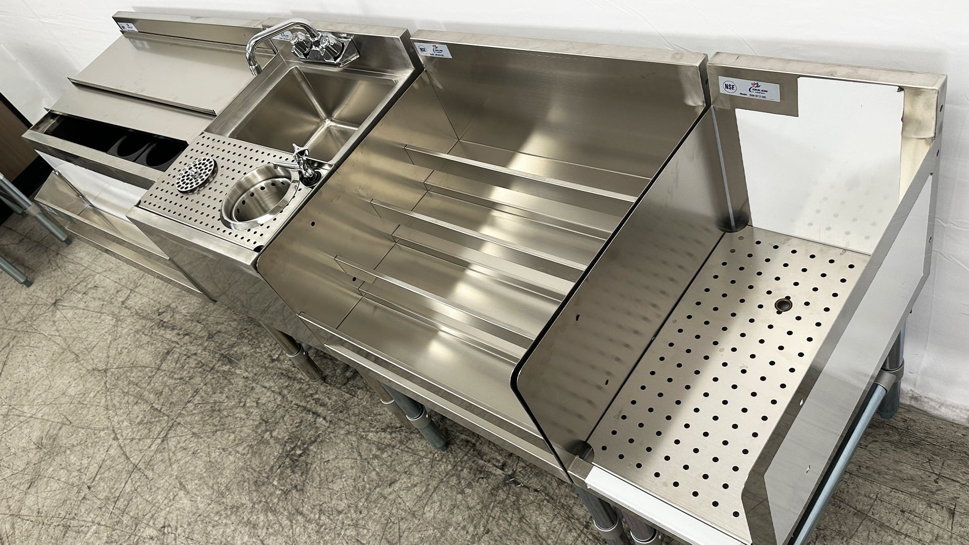 NSF 84 in. Commercial Underbar Counter Cocktail Drink Station, Combination Cocktail Station, Bar Equipment 84.2''Wx22.5''Dx33.3''H