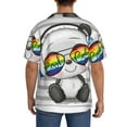 thumbnail image 5 of Disketp Men's Hawaiian Panda with Sun glasses Print Shirts Button Down Holiday Beach Shirts-Large, 5 of 7