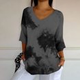thumbnail image 4 of Endives Women's Shirts Elegant Retro Art Print V Neck Loose Mid Length Sleeve Womens Top Blouse, 4 of 6