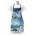 thumbnail image 3 of Winter Sports Apron, Sportsman Glass I Love Ski Jumping Snowy Mountains Outdoor Scene, Unisex Kitchen Bib with Adjustable Neck for Cooking Gardening, Adult Size, Pale Blue Sky Blue, by Ambesonne, 3 of 4