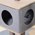 thumbnail image 5 of PetPals 42" 3-Level Gray Cat Condo Wooden Medium Cat Tree with Grooming Brush Scratching Post Tower with Plush Perches Big Adult Cats with Free LED-Ball, 5 of 7