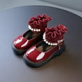 thumbnail image 3 of Chaussures d'Hiver pour Enfants Princesse en Cuir PU, Chaussures Décontractées pour Tout-Petites Fille, Imperméables, Bottes de Mode Rouges avec Perle, Chaussures Plates en Caoutchouc, 3 of 3