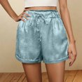 thumbnail image 2 of ABATAB Women Casual Shorts Shiny Drawstring Comfy Elastic Waist Solid Summer Dressy Shorts with Side Pockets, 2 of 7
