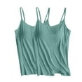thumbnail image 1 of Cameland 2 Packs Women's Cami With Built-In Shelf Bra Plus Stretch with Adjustable Spaghetti Straps Basic Undershirt Layer Tank Top, 1 of 5