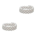 thumbnail image 4 of Thinsony Femmes Chic Perle Strass Stretch Bracelet Mariage Bal pour Mariée Blanc 3 Rangée 2Set, 4 of 6