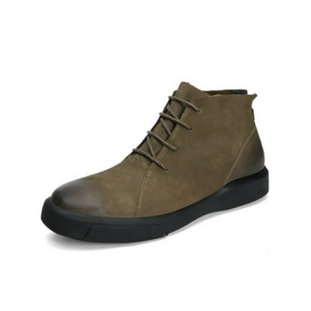 

Wazshop Mens Ankle Booties Lace Up Walking Shoes Casual Sneakers Fashion Comfort Flats Men Skate Shoe High Top Non-Slip Green 7.5