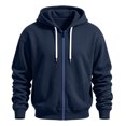 thumbnail image 2 of cllios Mens Zip up Hoodie Full Zip Hooded Sweatshirt with Pockets Drawstring Solid Color Long Sleeve Fall Winter Casual Hoodies for Men Navy S-XXXL, 2 of 2