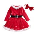 thumbnail image 1 of Vestido navideño de manga larga para niña + diadema, 2 piezas, 1 of 4