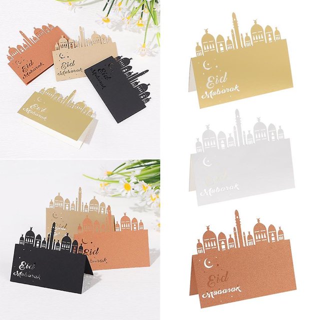 CARBONLIKE 10 piezas nuevas postales feliz Eid lugar tarjetas asiento tarjeta Diy moda musulmana Ramadán LingWen 8390606271020
