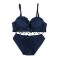 thumbnail image 1 of para mujer, conjunto de , cierre trasero, azul Hugo Sujetador floral de encaje para mujer, 1 of 10
