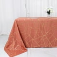 thumbnail image 3 of Balsa Circle 90" x 132" Terracotta Gold Metallic Geometric Design Polyester Rectangle Tablecloth Event, 3 of 8