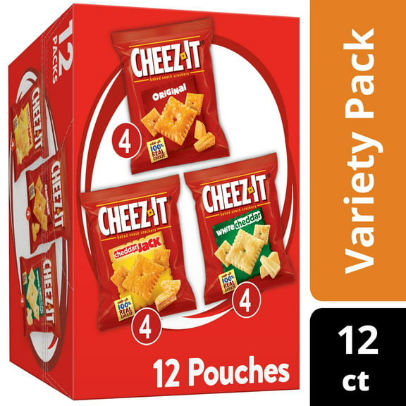 Cheez-It Variety Pack Cheese Crackers, Baked Snack Crackers, 12.1 oz, 12 Count