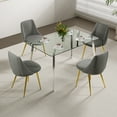 thumbnail image 4 of Dining Chairs Set of 4, Mid-Century Modern Dining Chairs, Velvet Upholstered Kitchen Dining Room Chairs, Curved Backrest Round Dining Chair with Gold Metal Legs for Living Room, Kitchen, Gray, 4 of 8