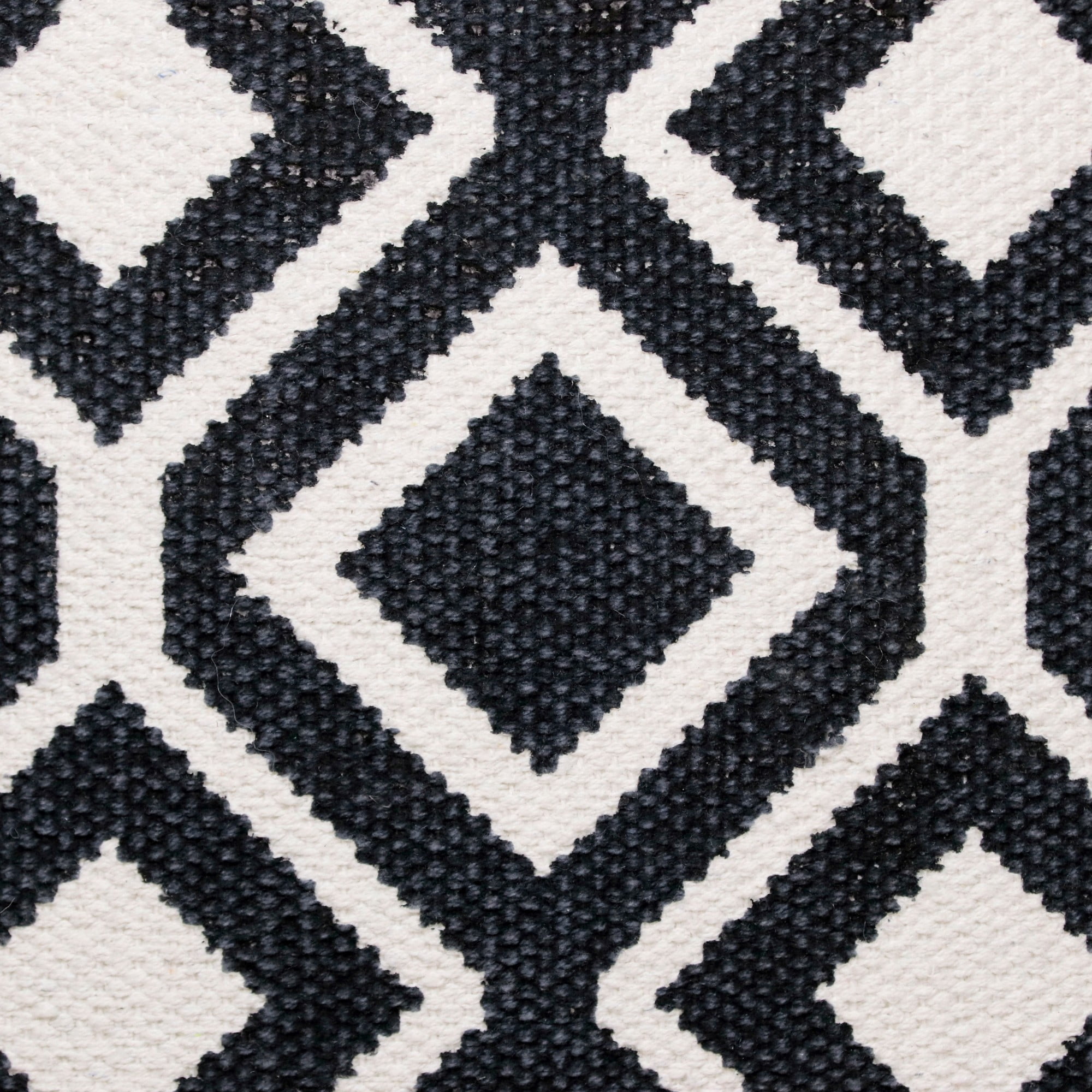 Laddha Home Designs Handwoven Bold Diamond Cotton Throw Pillow Cover - 20" - Black and White