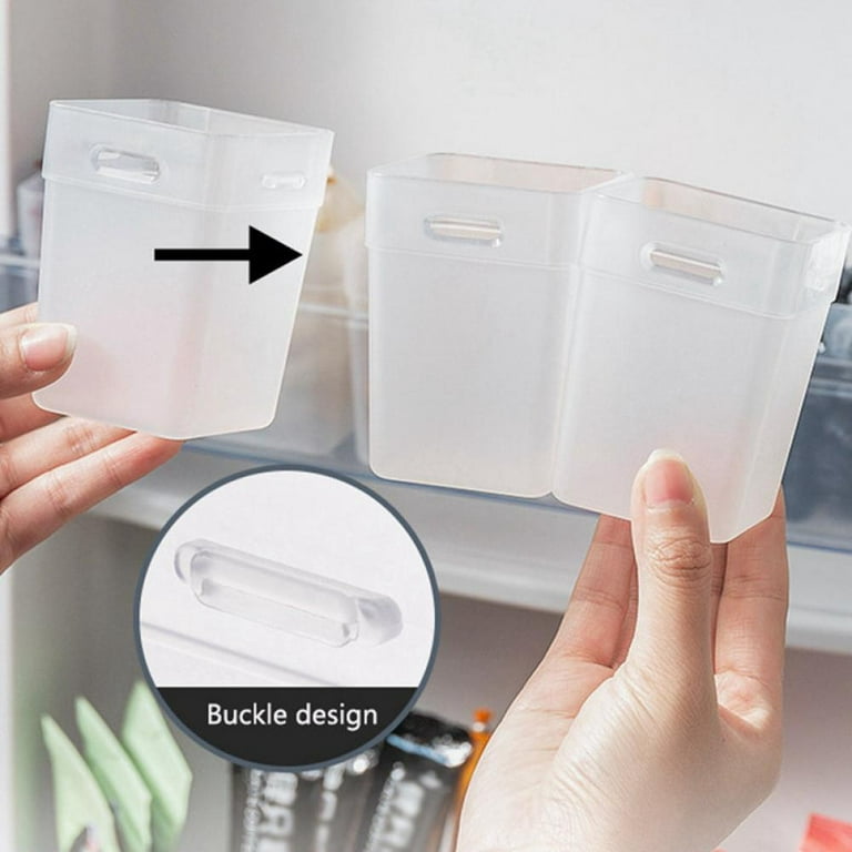 PWFE Refrigerator Door Organizer Fridge Side 6 Pcs Connectable Bins for  Refrigerator Shelf Plastic White Utensil Holder with Drain Holes