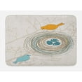 thumbnail image 1 of Birds Bath Mat, Heart Warming Scene of Parent Birds Watching the Eggs over the Nest, Plush Bathroom Decor Mat with Non Slip Backing, 29.5" X 17.5", Earth Yellow Pale Blue, by Ambesonne, 1 of 2