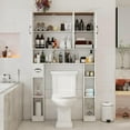 thumbnail image 2 of Vabches 67" Over The Toilet Storage Cabinet with Adjustable Shelf and Paper Holder, Freestanding Bathroom Storage Organizer with Open Storage Shelf, 2 of 7