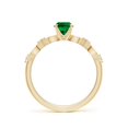 thumbnail image 2 of ANGARA Oval Lab Grown Emerald Engagement Ring with Marquise Motifs for Women in 14K Yellow Gold (Size-7x5mm) | May Birthstone, Birthday, Anniversary, Jewelry Gift for Women | Lab-Grown Emerald Ring, 2 of 8