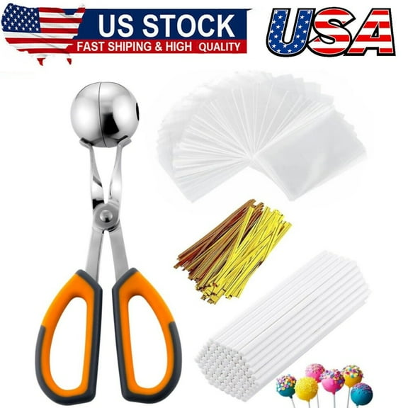 Cake Pop Maker Kit - Includes 100 Sticks, 100 Bags, Mold, Tools for Cakepops