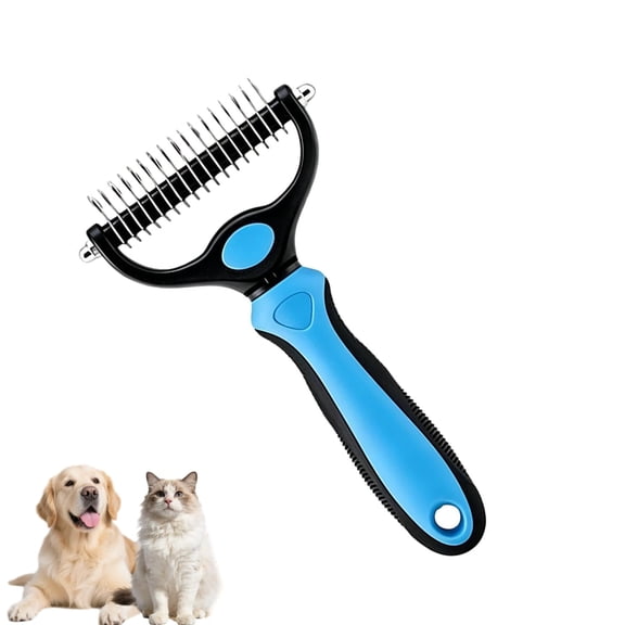 Vivanchor Dual-Sided Pet Grooming Comb for Dogs and Cats, Stainless Steel Deshedding Tool for Loose Hair, Mats, Tangles and Undercoat