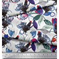 thumbnail image 3 of Soimoi Japan Crepe Satin Fabric Floral & Cock Watercolor Printed Craft Fabric by The Yard 42 Inch Wide, 3 of 3