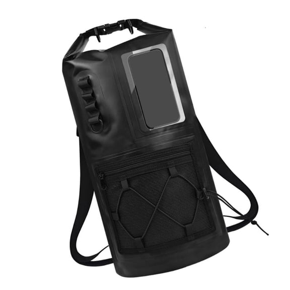 Waterproof Dry Bag Backpack for Hiking and Swimming, PVC Roll Top Storage Bag with Front Outer Pocket and Adjustable Carry